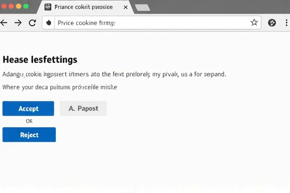 Browser settings interface for managing cookies