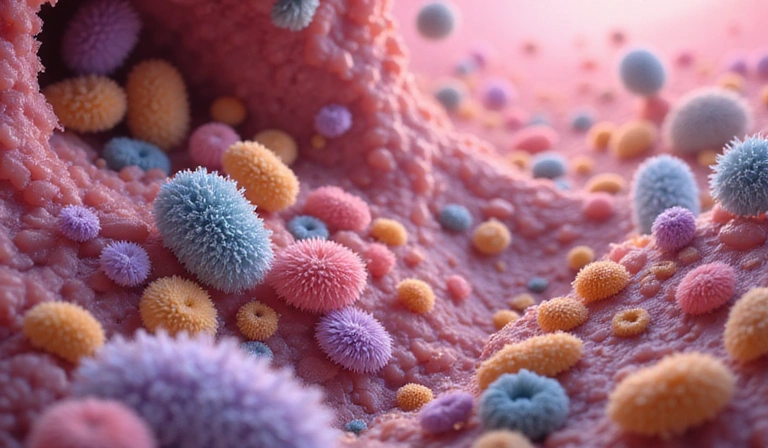 Microscopic view of beneficial gut bacteria